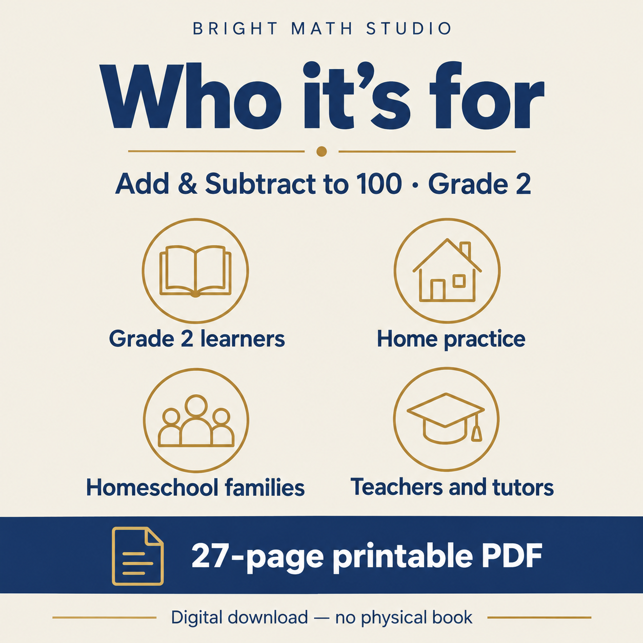 Add & Subtract to 100 — intended learners and users