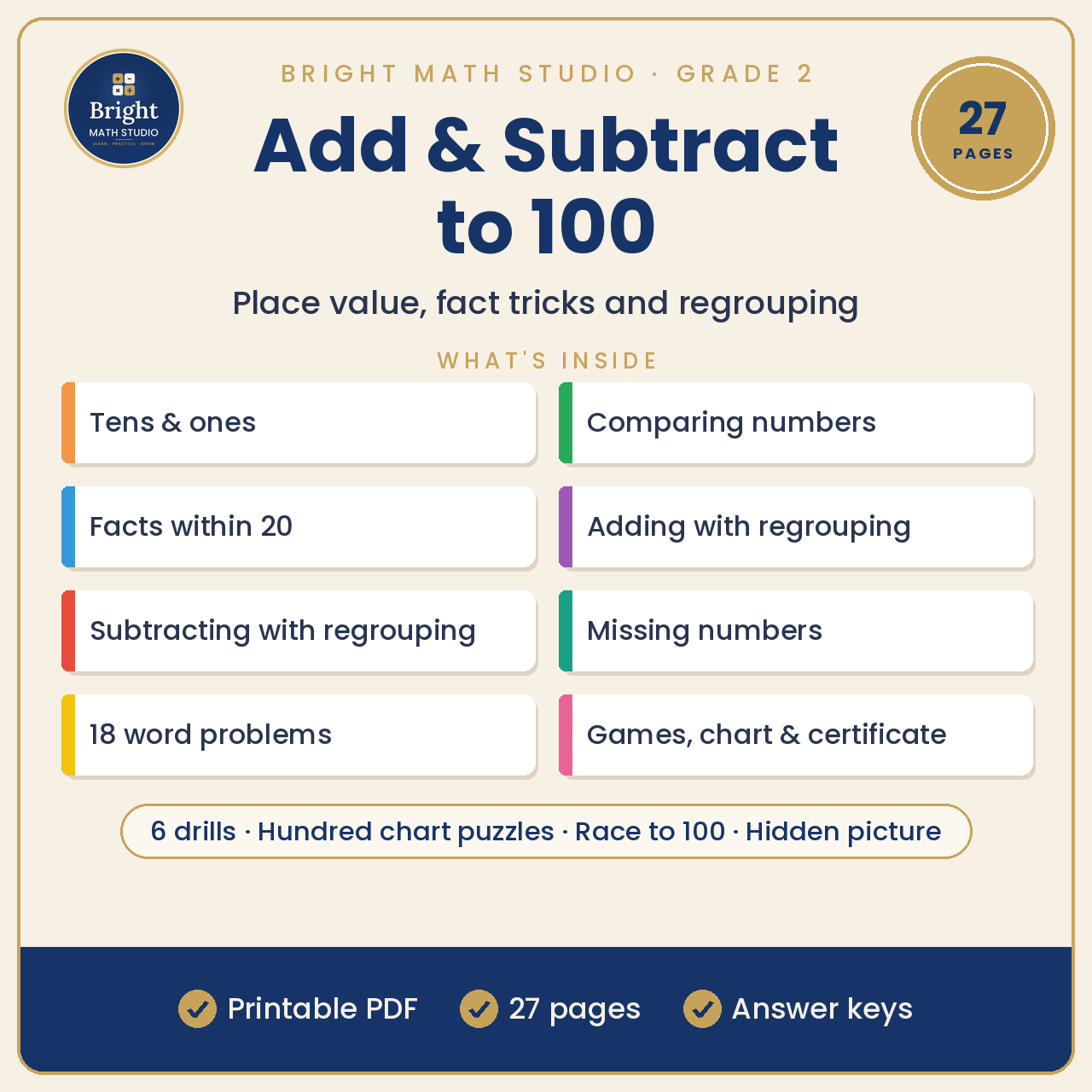 Add & Subtract to 100 — original product cover